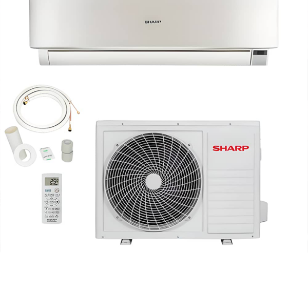 Sharp Climatiseur Split - 9000 BTU – 1.25 CV – Gaz R410 – Économie d’énergie – Minuterie – Télécommande – Blanc