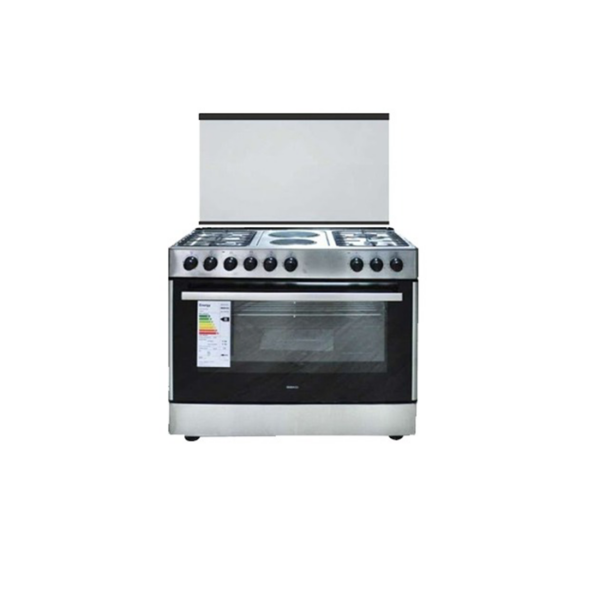 BEKO Cuisinière 6 feux 4 feux à gaz + 2 électriques 12121 DX - Inox