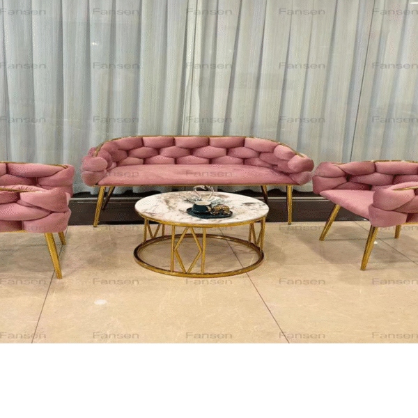 Salon 3 Pièces Style Coquille Rose